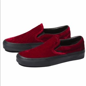 vans red slip on shoes
